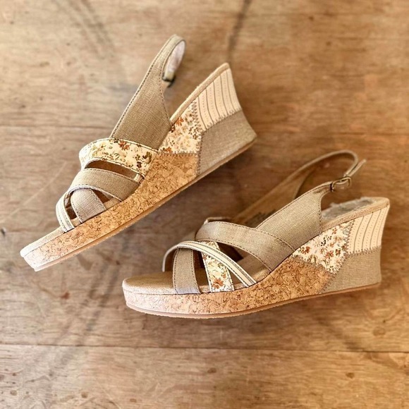 Mudd cork wedges with‎ patchwork detail - Picture 2 of 4